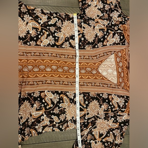 Cynthia Rowley boho brown and black ruffle blouse - Picture 6 of 8